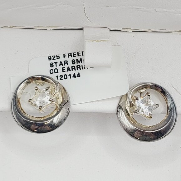 Waterford Sterling Silver Star Stud Earrings With Cubic Zirconia In Gift Box - Picture 3 of 13